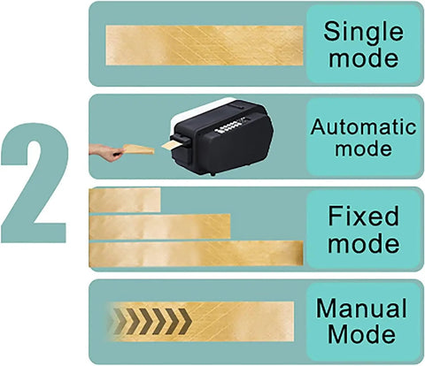 Image displaying modes of the Automatic Electric Water Activated Tape Dispenser High Speed Gummed Paper Tape Machine.