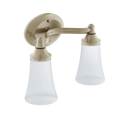 Eva 2 Light Dual Mount Bath Vanity Fixture With Frosted Glass In Brushed Nickel Finish shown in up-mount position
