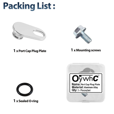 Beefed Up Supercharger MAP Vacuum Port Sealing Cap For GM LSA LS9 LT4 LS LQ4 LSX Engines, Aluminum Alloy Intake Port Seal Plate, Keeps MAP Sensor Ports Sealed On One Or Both, Silver Finish, Long Hole Spacing, Automotive Replacement Part packing list with 1 cap, mounting screw, and O-ring.