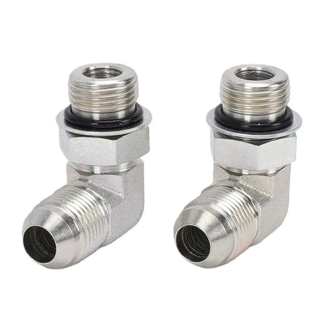 Built Like A Tank Heavy Duty Hydraulic Fitting 90 Degree Elbow Adapter 3/8 Inch 37 Flare Male To Sae Orb Male Connector Steel Build For Tough Jobs On Farm Tractors And Construction Equipment Where You Need A Solid No Leak Connection Every Single Time. 3/8 in steel