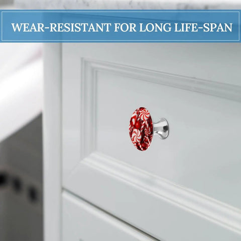 Candy Cane Round Cabinet Knobs 2 Pack Stainless Steel Aluminum Hardware Handles For Cabinets And Drawers Vintage Charm Retro Kitchen Upgrade Durable Easy Install on white drawer