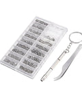 All In One Glasses Repair Kit With Screws Nuts Screwdriver Tweezers And Cloth For Sunglasses And Eyewear Maintenance Quick Fixes And Adjustments DIY Eyewear Repair Essentials Must Have, showing screws, screwdriver, and tweezers