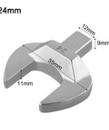 Interchangeable Open End Torque Wrench Head With 9x12mm Drive Insert Spanner, 24mm size, chrome vanadium material.