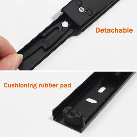 Heavy Duty Drawer Slides And Table Extension Rails, Two-Section Stretching, Thick Cold-Rolled Steel, Ultra Strong 50kg Per Pair, Quiet Cushioned Rails With Rubber Pads And Ball Bearings, Rust-Resistant, Durable Build, detachable slide with rubber pad