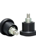 Heavy Duty Spring Loaded Indexing Plunger With Comfy Grip Handle And Rock Solid Stainless Steel Body For Snappy Locking And Exact Placement Fits M8 M10 M12 M16 Bolts, showing two plunger styles.
