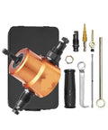 Double Head Sheet Metal Nibbler Cutter Drill Attachment With 360 Degree Cutting And Extra Punch Die, accessory kit shown
