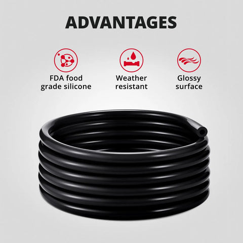 Get Sick Of Flimsy Hoses? Upgrade With This Badass Silicone Vacuum Tubing Kit That Has 6 Sizes In 10 Foot Rolls Plus 130 PSI Pressure Rating That Keeps Things Tight And Durable For Your Ride Without Breaking The Bank. black silicone hose roll, FDA food grade, weather resistant