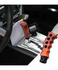 Premium Wood Grain Gear Shift Knob For Manual And Automatic Vehicles Featuring Boss Slick Grip Handle installed in car interior.
