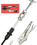 Heavy Duty Locking Pliers And Nine Point Eight Inch Slide Hammer Combo With Quick Release Swivel Connector Silver