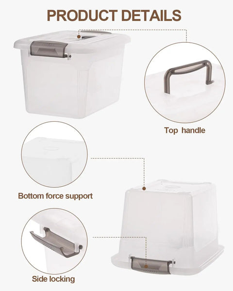 4 Pack 6 Qt Clear Storage Bins With Lids And Grey Handles Stackable Plastic Bins For Organizing Toys Pantry Kitchen Garage