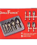 Workhorse Pro Grade Cobalt Countersink Drill Bits Set 5 Piece With M35 HSS Co 82 Degree Five Flutes 1/4 Inch Quick Change Hex Shank