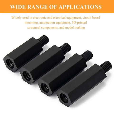 Pro Grade Nylon Hex Standoff Spacers M4 Threaded Six Millimeter Frame Forty To One Hundred Millimeter Length One Hundred Piece Bulk Pail For Gritty Circuit Board Mounting And Badass Diy Garage Builds