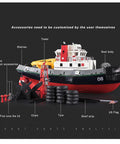 Labeled parts of Massive 23.6 Inch Remote Control Fire Boat With Water Sprayer 60cm Electric RC Watercraft