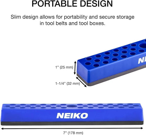 37 Hole 1 Quarter Inch Hex Bit Organizer And Drill Bit Holder With Magnetic Base For Screwdriver Bits, side view