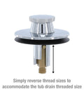 Lift And Turn Tub And Bath Drain Stopper In Chrome Finish Easy Replacement Converts Trip Lever Drains Shown Detailed View