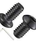 50 Piece Box Of 1/4-20 X 1/2 Button Head Socket Cap Bolts Crafted From Rock Hard 304 Stainless Steel With Straight Shot Allen Hex Drive For Legit Builder Jobs And Tough Shop Tasks close-up of button head socket cap bolts and Allen wrench