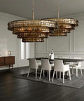 Stunning Vintage Ceiling Pendant Light With Clear Glass Dimmable Hanging Lamp Bringing Classic Design And Adjustable Illumination To Your Home Decor That Seriously Hits Different For Any Room Vibe over a modern dining table in a stylish setting.