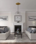Living room with Benson Classic Ceiling Medallion 28 3/8 Inch Pharaoh's Gold Finish above chandelier, elegant decor.