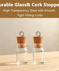 Mini Glass Bottle Charms With Corks And Eye Screw Caps Includes Tiny Dropper Vials for DIY necklace and keychains