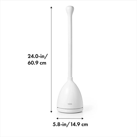 Concealed Toilet Plunger With Auto Open Canister Ventilated Drip Tray For Quick Drying Flat Top Handle For Secure Grip Works On All Toilets