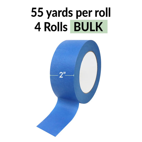 Blue Painter Tape 4 Rolls 2 Inch Wide Each 55 Yards Total Made For Quick Masking On Walls Glass Wood Trim And Multi Surface