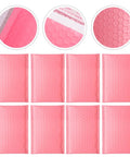 Close-up of Pink Bubble Mailer Envelopes 11x15 Plus 4 Inch Padding Self Sealing Shipping Bags Thick, Shockproof Bubble Pouches