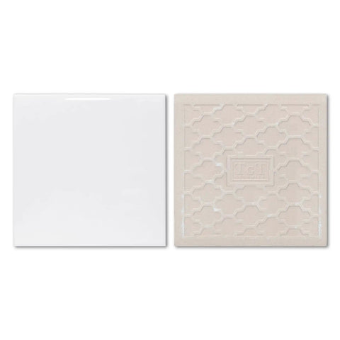 Front and back view of 8 Pack Sublimation Ceramic Tiles 6x6 White Glossy For Heat Press Transfer Printing Create Personalized Photo Frames And Gifts For Wedding Birthday Decoration 15x15 Cm