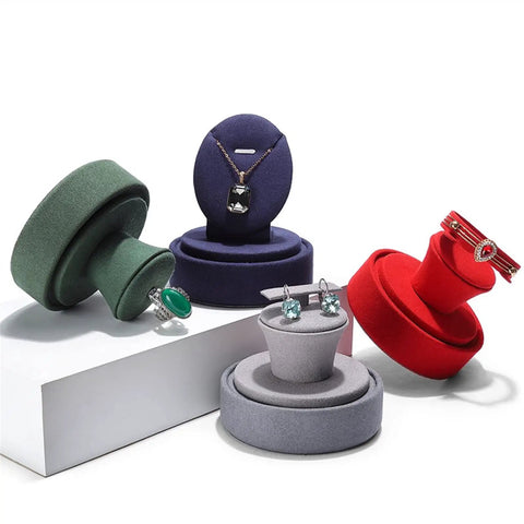 Sleek Velvet Earring Display Stand With Glass Lid Angled Jewelry Organizer in multiple colors showcasing rings and earrings