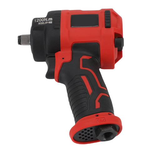 1/2 Inch Air Chucker Pneumatic Impact Wrench 1200Nm 10000 RPM Turbo Speed Heavy-Duty Tool with Muffler and Connector, lightweight handle.