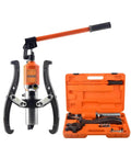 Heavy Duty Hydraulic Gear Puller And Bearing Extractor Tool with two jaw clamps in an orange case for smooth pulling on vehicles.