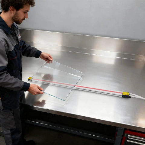 Big 49 Inch Acrylic Heat Bending Machine 1500W Plastic Bender Heater With Adjustable Temp Control For PVC Sheet Thermoforming Work Up To Half Inch Thick durable tool used to bend acrylic sheets on a stainless steel workbench.