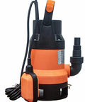 Professional Grade 0.5HP Submersible Water Pump With Automatic Float Switch 110V features orange and black design, compact size for easy drainage.
