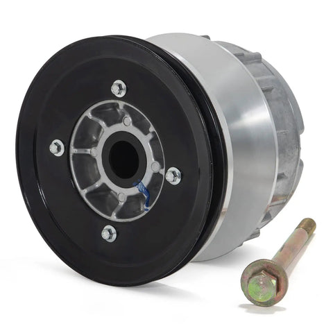 Primary Drive Clutch For EZGO TXT And RXV Golf Carts 2010 And Up OEM Replacement 618684 644299 672686 Beefed Up Aluminum Alloy For Durability Solid Heat Dissipation And Smooth Reliable Performance, front view with mounting bolt