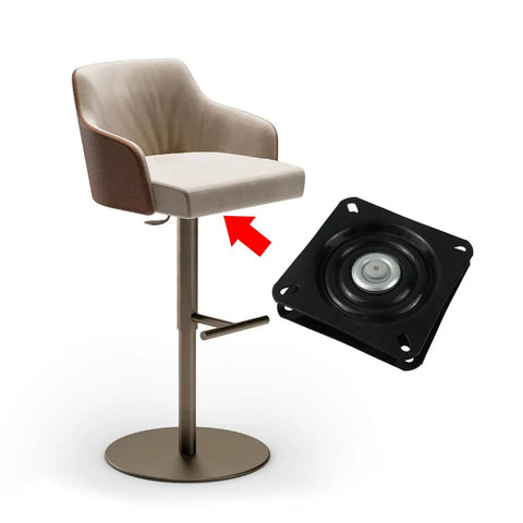 Heavy Duty Black 5 Inch Swivel Replacement Plate For Bar Stools next to stylish bar stool, cold rolled steel for smooth spin.