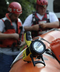 Waypoint Beefy 500 Lumen Handheld LED Spotlight For Outdoor Marine And Emergency Use With 100,000 Candela Peak Beam on raft