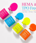 Six Color Neon Gel Nail Polish Set 15ml HEMA Free Soak Off UV LED Kit, nail polish bottles with vibrant caps