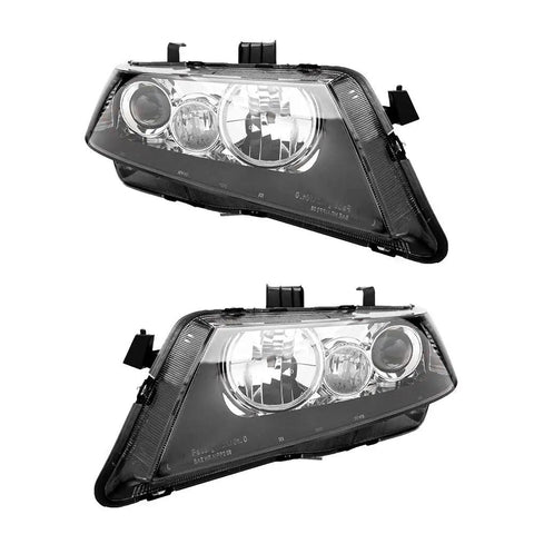 Headlights Assembly With Black Housing Replacement For Acura TSX 2004 2005 Halogen Bulbs AC2518106 AC2519106 showcased front view