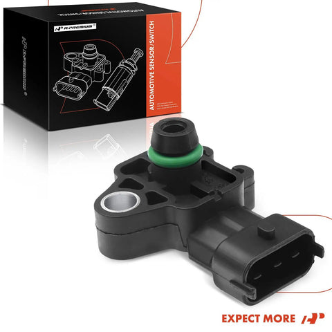 Engine MAP Sensor Absolute Pressure For GM Trucks And SUVs Fits Canyon Envoy Savana Sierra Terrain Yukon 2008 To 2021 Including 1500 2500 3500 HD Direct Fit Premium Replacement Workhorse Quality, black plastic with green seal