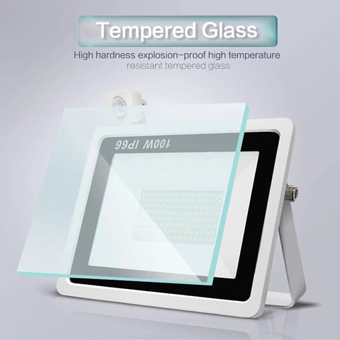 JUDYSSY Motion Sensor Led Floodlight 10-100W, 800-8000Lm Led Security Light IP with tempered glass cover.