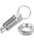 Built Like A Tank Carbon Steel Spring Plunger With Pull Ring M16x1.5 Thread 0.96 Inch Length And 10mm Pin, showing pin and nut.