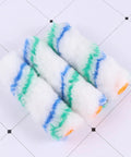 Premium Mini Paint Roller Covers 24 Pack Polyester Sleeves For Wall Painting in green and blue striped design.