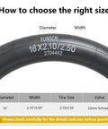 Two-Pack Tough As Nails Heavy Duty Bike Inner Tubes 16x2.10/2.50 With AV32mm Schrader Valve tire size guide