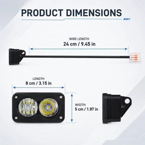 LED Headlight Kit For Electric Dirt Bike Plug And Play Front Light Upgrade Off Road Lighting Accessories Replacement Parts Compatible With Yozma IN 10 Electric Dirt Bike, 8 x 5 cm