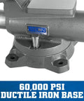 Heavy Duty Mechanics Bench Vise 8 Inch Jaw Width 8.5 Inch Opening Built Tough With Ductile Iron Base precision machined spindle base.