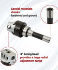 Twelve Piece Three Inch Boring Head Set With R8 Shank And Three Quarter Inch Carbide Boring Bars For Milling Bar Holder Included