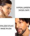 Sensitive Ears Nickel Safe Stainless Steel Ball Stud Earrings 4mm Hypoallergenic With Surgical Posts For All Day Everyday Comfort Women And Men High Fashion Jewelry, worn on model