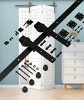 Heavy Duty 4ft Barn Door Track Kit For Two Doors With Aluminum Rail And Carbon Steel Rollers in modern home setting