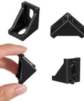 40 Piece Black Anodized 2020 Aluminum Extrusion Bracket Kit For 20 Series T Slot Corner Fasteners, showing black anodized brackets.