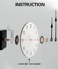Ultra Silent Clock Movement Mechanism With Long And Short Shafts, DIY Clock Repair Parts showing assembly instructions.
