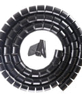 10m Black Spiral Cable Sleeve For Pet Proof Cord Management And Desk Wire Protection Kit rolled coil with clip